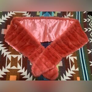 Faux Fur Scarf in Coral Pink